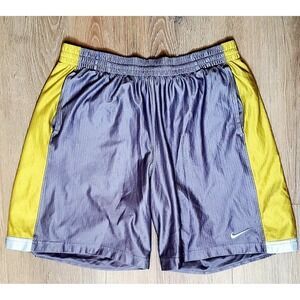 Nike Shorts Dazzle Basketball Knit Men's XL Shiny Gray/Gold 9" Inseam 13" Rise